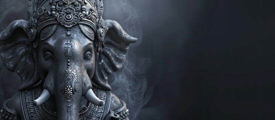 Ganesha or Ganapati the elephant headed Hindu god. with copy space image. Place for adding text or design - obrazy, fototapety, plakaty