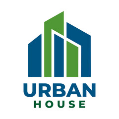 Modern abstract building urban house logo design template vector illustration