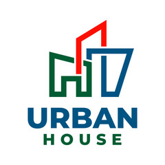 Modern abstract building urban house logo design template vector illustration