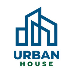 Modern abstract building urban house logo design template vector illustration