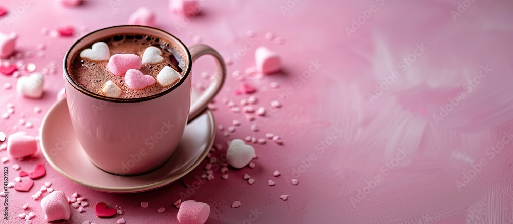 Aufkleber hot chocolate with heart shaped marshmallows a delicious idea for a valentine s day sweet drink dess