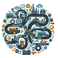 Obraz premium logistics chain for moving goods abstractly