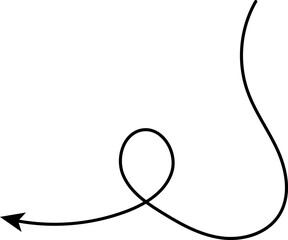 Hand drawn arrows. Hand drawn freehand different curved lines, swirls arrows. Curved arrow line. Doodle, sketch style. Isolated Vector illustration.