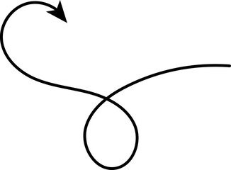 Hand drawn arrows. Hand drawn freehand different curved lines, swirls arrows. Curved arrow line. Doodle, sketch style. Isolated Vector illustration.