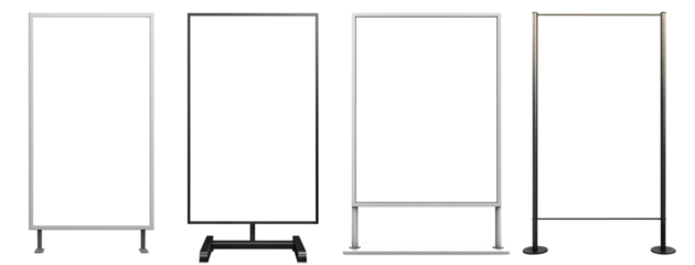 Set of sidewalk advertising stands, cut out