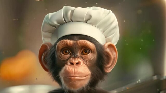 a monkey wearing a chef's hat