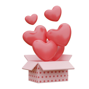 Valentine concept 3d red heart in speech bubble object isolated on pink background for graphic decorate. 3d render illustration with object clipping path.