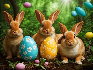 easter bunny and easter eggs