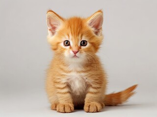 a small fluffy kitten on a white isolated background