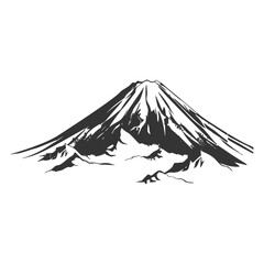 Mountain silhouette - vector icon. Rocky peaks. Mountains ranges. Black and white mountain icon
