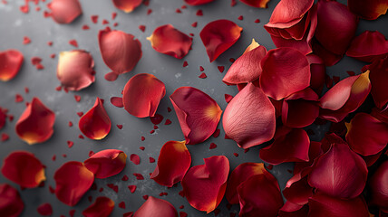 Whispers of rose petals swirling in a dance of crimson and ivory, timeless romance. on transparent...