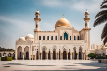 Fototapeta na wymiar A beautiful islamic mosque for ramadan generated by AI