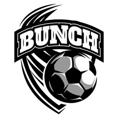 Flying soccer ball. Monochrome vector template