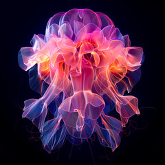 Neon Jellyfish Ethereal Dance created with Generative AI technology