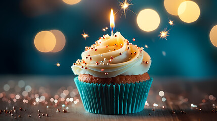Celebration cupcakes with fireworks, perfect for birthday or party theme designs and promotions