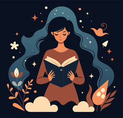 Girl reading a book Illustrations