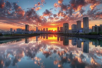 Fototapeta premium sunset over the city