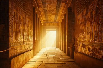 Palace hallway showcasing royal decrees: Written in bold, authoritative Greek lettering, emphasizing the power and reach of the ruler. , isolated background - obrazy, fototapety, plakaty