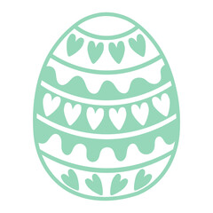 Painted Easter egg illustration. Line art style design, isolated vector. Easter holiday clip art, seasonal card, banner, poster, element