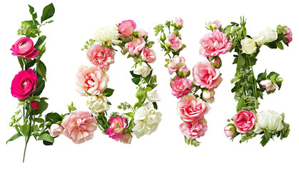 Love Word Floral Arrangement - Isolated Transparent PNG