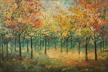 Fototapeta premium autumn forest in the morning