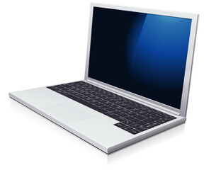 Open laptop (isolated,transparent)