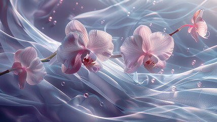 Ethereal orchids dancing on the canvas, whispers of elegance. on transparent background.  