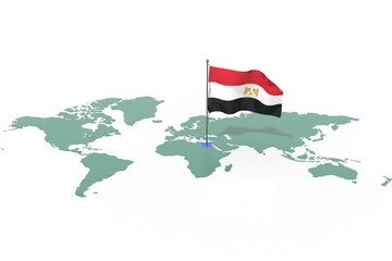 Mappa Terra con evidenziato la nazione Egypt e bandiera al vento © albasu