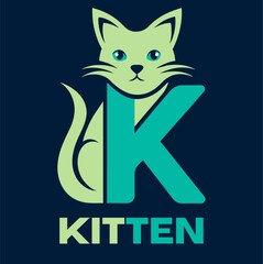 kitten logo with Letter K