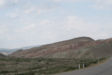 Slate colored mountains near the village of Khizi in the north of Azerbaijan