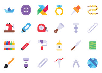 Crafting icon vector set. Crafting icon set. Crafting flat color icon collection