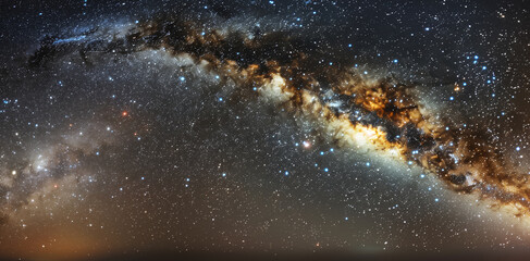 A breathtaking panorama of the Milky Way galaxy stretched across the night sky, showcasing the...