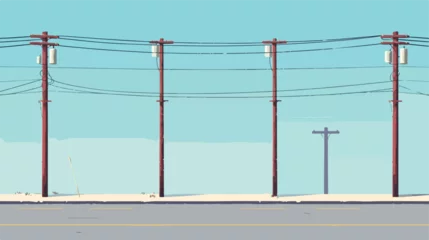Poster Utility poles set vector flat minimalistic isolatedf © Mishi