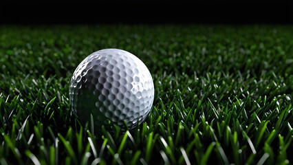 Obraz premium glassy is a close-up of a golf ball on a green background. golf ball on a green background.