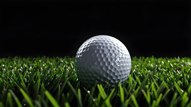 glassy is a close-up of a golf ball on a green background. golf ball on a green background.