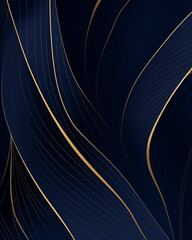 Illustration, delicate beautiful continuous linear dark blue and gold lines, burgundy, wallpaper design, nice colors.