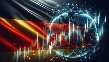stock exchange chart graph on german flag background - obrazy, fototapety, plakaty