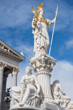 Pallas Athene Fountain in front of Parliament building, Vienna, Austria