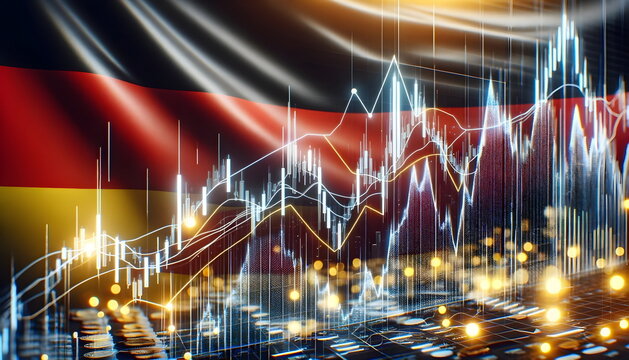 stock exchange chart graph on german flag background