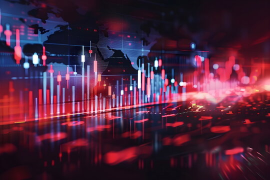 stock exchange chart graph on world map background