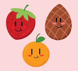 Cute Cartoon Fruit character Vector Art. Simple and fun design for kids