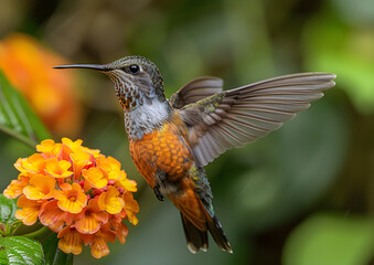 Fototapeta premium hummingbird feeding on flower