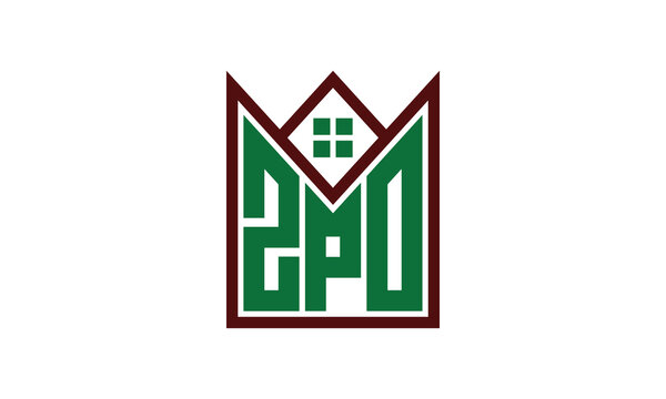 ZPO initial letter real estate builders logo design vector. construction ,housing, home marker, property, building, apartment, flat, compartment, business, corporate, house rent, rental, commercial