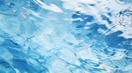 Obraz premium Vue de dessus de l'eau, d'une piscine ou de la mer. Eau en mouvement avec reflet. Nature. Pour conception et création graphique.
