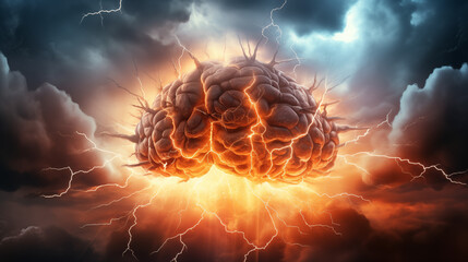 Fiery Brainwaves: A dynamic composition blending the power of the mind with the intensity of fire,...