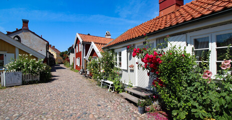 Flower street in old Kungsgatan (Gamla Kungsgatan), Kalmar city in Sweden © Brad Pict