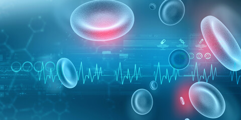 3d rendering red streaming blood cells background