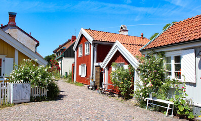 Flower street in old Kungsgatan (Gamla Kungsgatan), Kalmar city in Sweden © Brad Pict