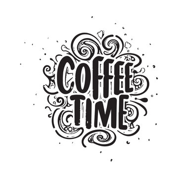 coffee time slogan t shirt vector illustration