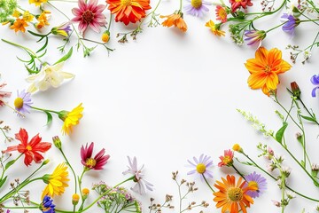 circular floral frame on white background 